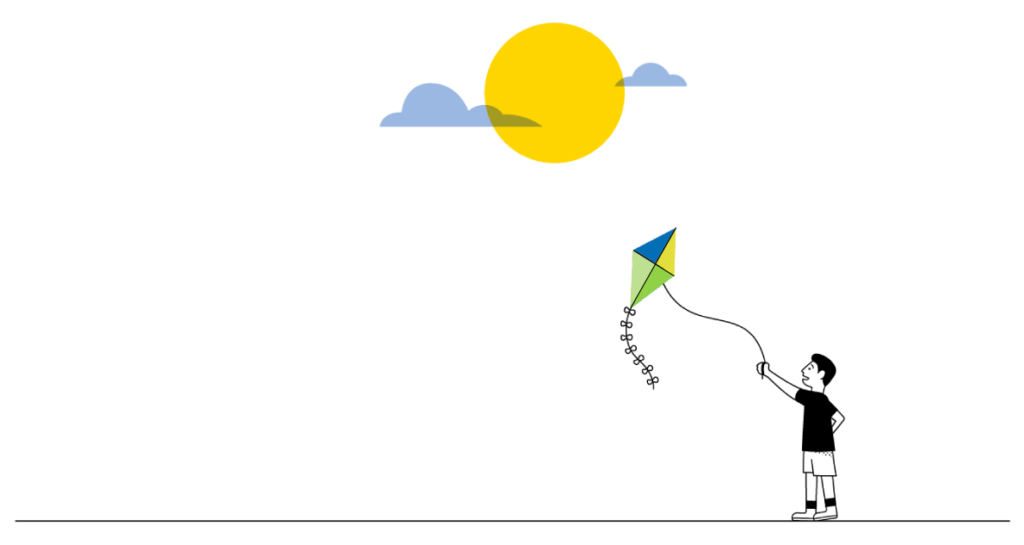 boy flying kite